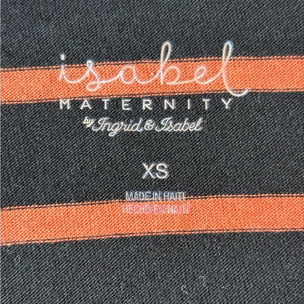 Isabel Maternity Tee Long Sleeve Side Rouging Comfy Striped Black Orange Size XS - Picture 7 of 14